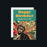 Crazy Cat Lady Birthday Holiday Postcard<br><div class="desc">Colorful retro abstract portrait of a cat used to celebrate the birthday of a crazy cat lady.</div>