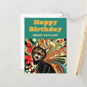 Crazy Cat Lady Birthday Holiday Postcard