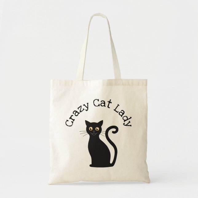 Crazy cat lady black cat tote bag (Front)