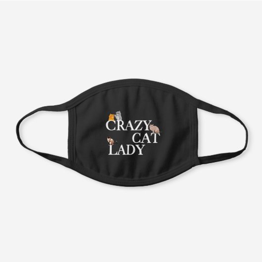 Crazy Cat Lady Black Cotton Face Mask (Front)