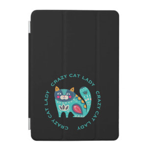 Crazy Cat Lady, Bright Stylized Cat Illustration iPad Mini Cover