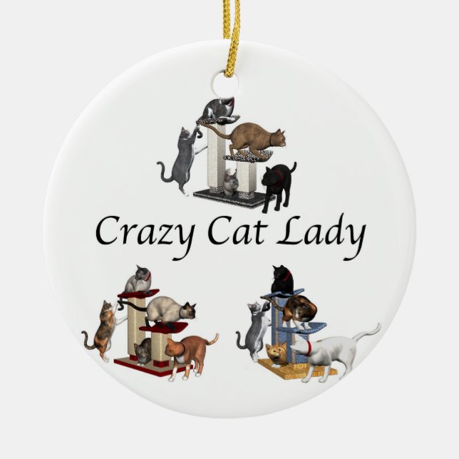 Crazy Cat Lady Ceramic Ornament (Front)