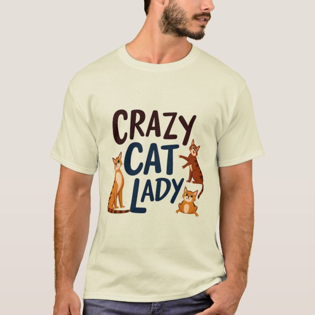 Crazy Cat Lady Club – Cute Trio Kitty Design T-Shirt (Front)