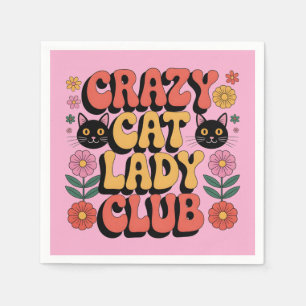 Crazy Cat Lady Club Graphic: Retro 70s Typography  Napkins