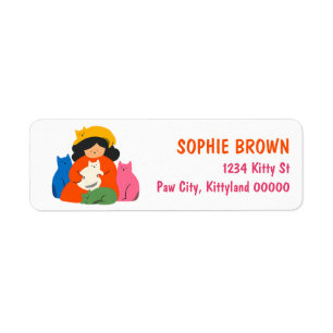 Crazy Cat Lady Colorful Kittens Return Address Label