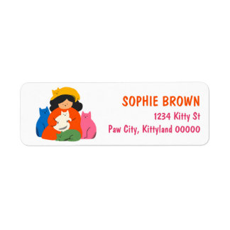 Crazy Cat Lady Colorful Kittens Return Address Label