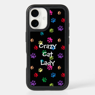 Crazy Cat Lady Colorful Painted Paw Prints iPhone 16 Case