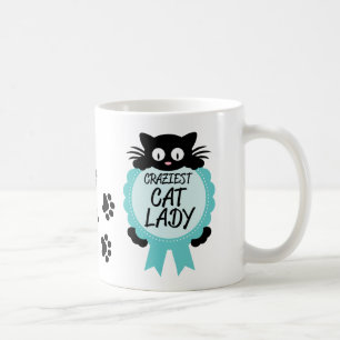 Crazy Cat Lady Craziest Award Paw Print Funny Gift Coffee Mug