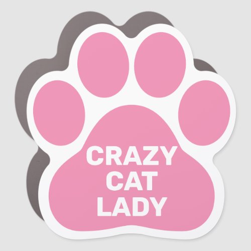 Crazy Cat Lady Custom Pink Paw Print Sticker Car Magnet