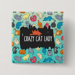 Crazy Cat Lady Cute and Playful Cat Pattern Button
