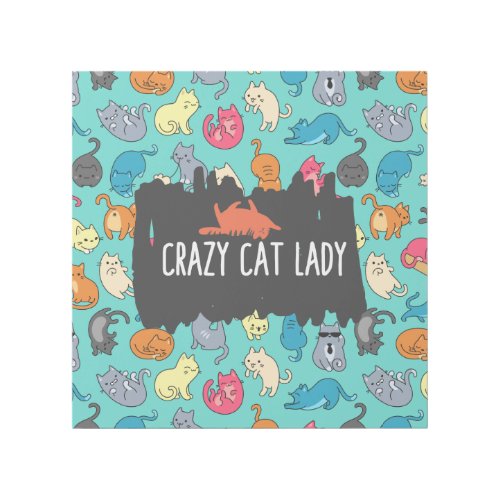 Crazy Cat Lady Cute and Playful Cat Pattern Gallery Wrap