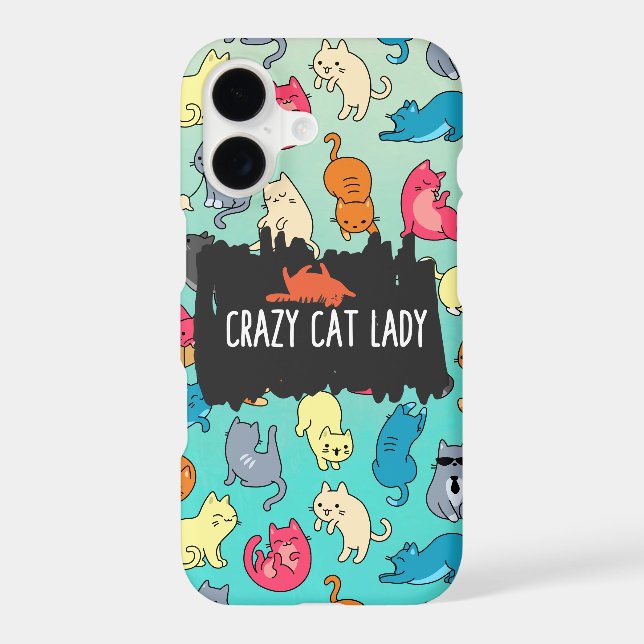 Crazy Cat Lady Cute and Playful Cat Pattern Iphone Case (Back)