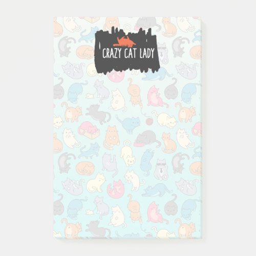 Crazy Cat Lady Cute and Playful Cat Pattern Post_it Notes