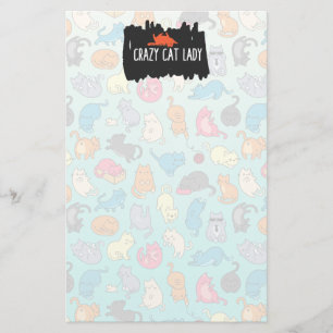 Crazy Cat Lady Cute and Playful Cat Pattern Stationery