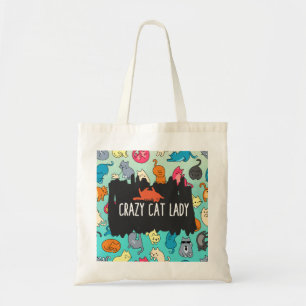 Crazy Cat Lady Cute and Playful Cat Pattern Tote Bag