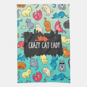 Crazy Cat Lady Cute and Playful Cat Pattern Towel