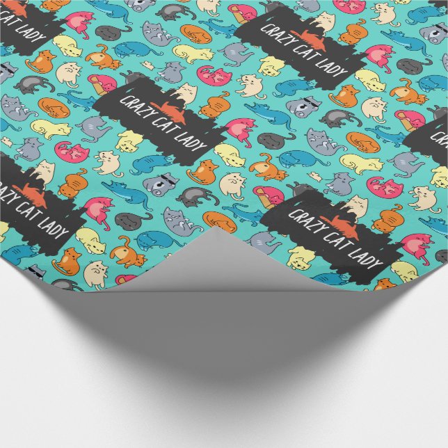 Crazy Cat Lady Cute and Playful Cat Pattern Wrapping Paper (Corner)