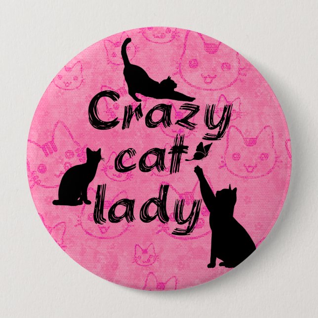 Crazy cat lady cute cats background Button (Front)