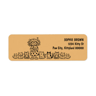 Crazy Cat Lady Cute Kittens Doodle Return Address Label