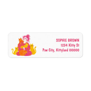 Crazy Cat Lady Cute Kittens Pink Return Address Label