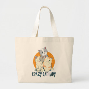 Crazy Cat Lady Cute Kitty Gift Cat Mom Large Tote Bag