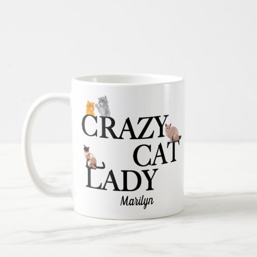 Crazy Cat Lady Cute Monogram Coffee Mug