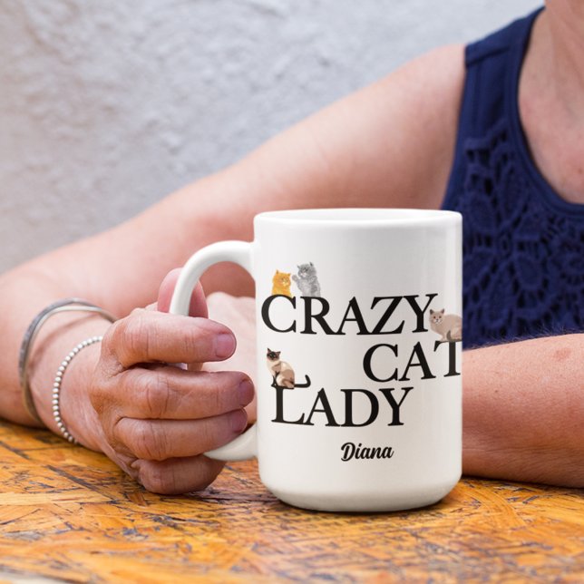 Crazy Cat Lady Cute Personalized Coffee Mug (Creator Uploaded)