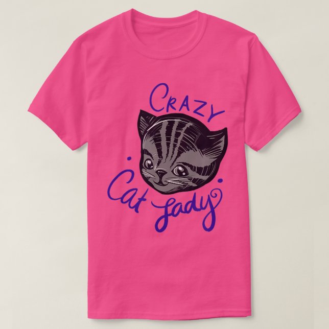 Crazy Cat Lady Cute Tiger Stripe Tabby Cat Art  -  T-Shirt (Design Front)