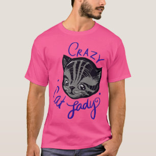 Crazy Cat Lady Cute Tiger Stripe Tabby Cat Art  -  T-Shirt