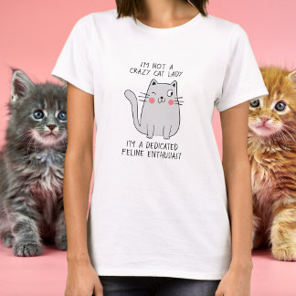 Crazy Cat Lady Cute Winking Gray Cat Minimal T-Shirt
