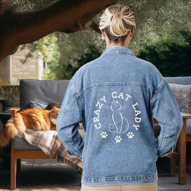 CRAZY CAT LADY  DENIM JACKET (Creator Uploaded)