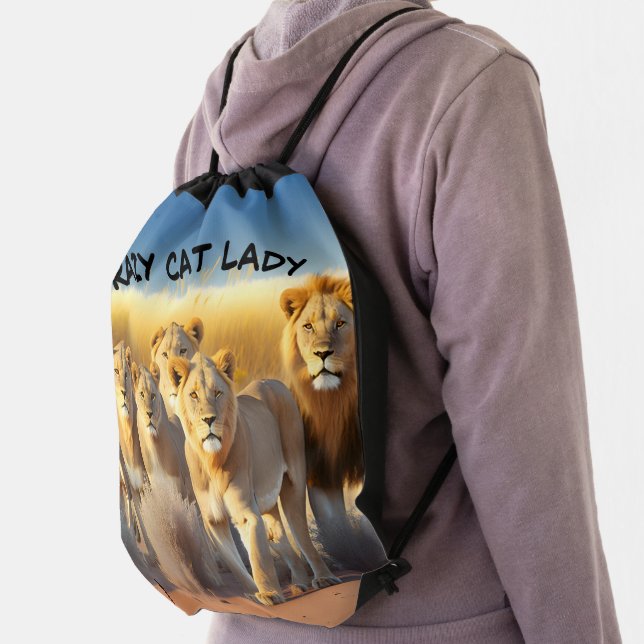 Crazy Cat Lady Drawstring Bag Custom Text & Images (Insitu)