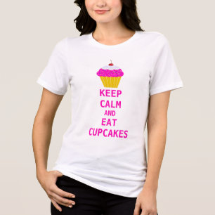 Crazy Cat Lady Eats Cakes Keep Calm Eat Cupcakes Tri-Blend Shirt