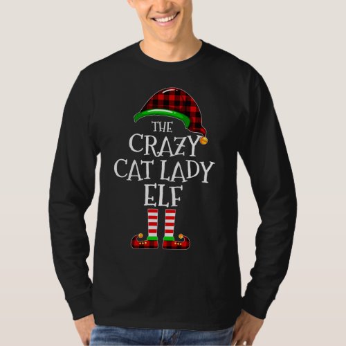 Crazy Cat Lady Elf Buffalo Plaid Matching Family C T_Shirt