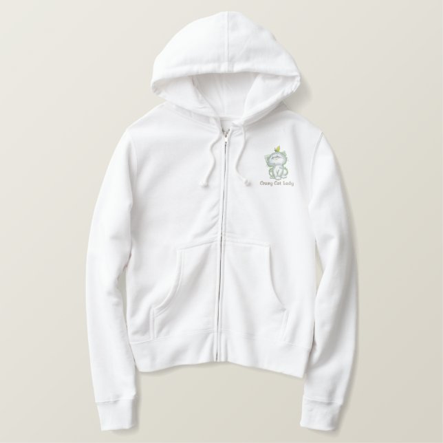 Crazy Cat Lady Embroidered Hoodie (Design Front)