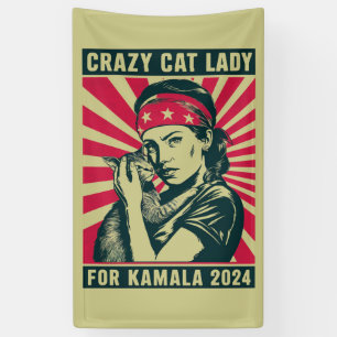 Crazy Cat Lady For Kamala 2024  Banner