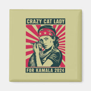 Crazy Cat Lady For Kamala 2024 Magnet