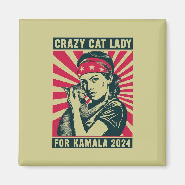 Crazy Cat Lady For Kamala 2024  Magnet (Front)