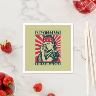 Crazy Cat Lady For Kamala 2024  Napkins