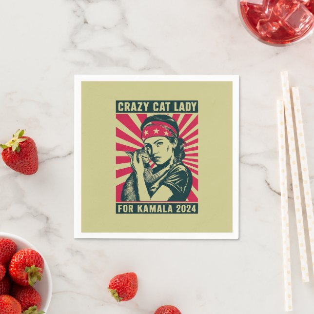 Crazy Cat Lady For Kamala 2024  Napkins (Insitu)