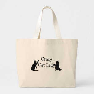 Crazy Cat Lady Fun Animal Art Large Tote Bag