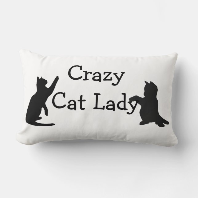 Crazy Cat Lady Fun Animal Art Lumbar Pillow (Front)