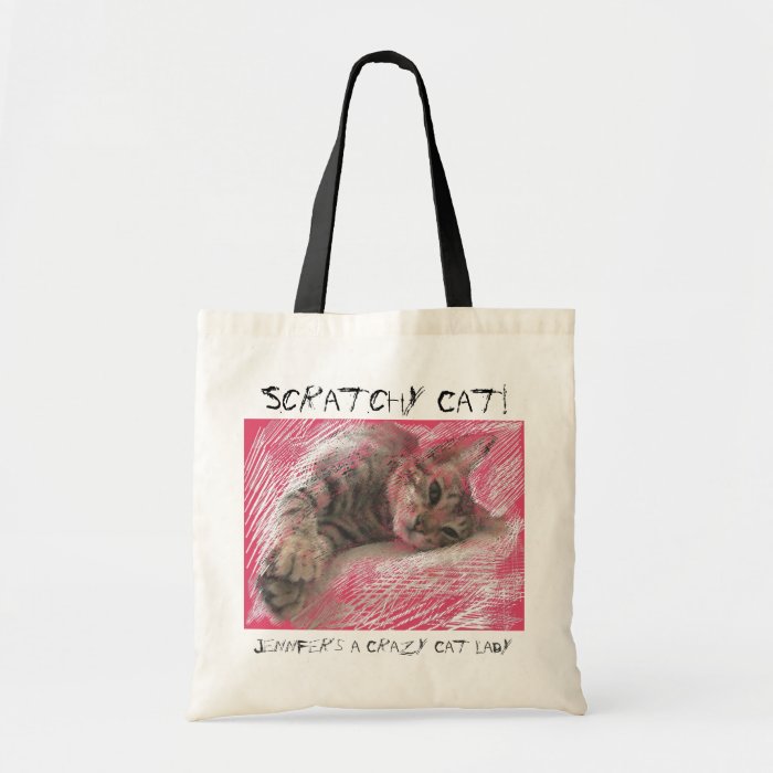 Crazy Cat Lady fun pink tote bags
