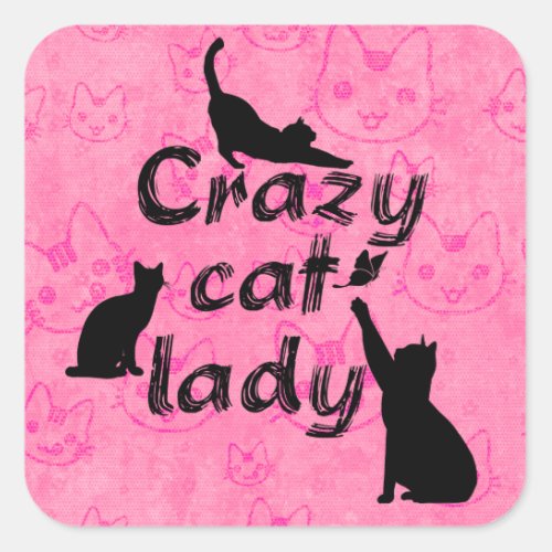 Crazy Cat Lady Fun Playful Cats Square Sticker