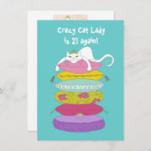 Crazy cat lady funny birthday party Invites (Front/Back)