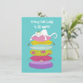 Crazy cat lady funny birthday party Invites (Standing Front)
