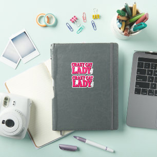 Crazy Cat Lady,Funny Cat Lover,Cute Pink Graphic Sticker