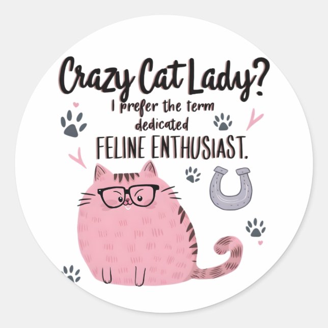 Crazy Cat Lady? Funny Cat Lover Gift  Classic Round Sticker (Front)
