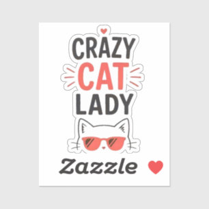 Crazy Cat Lady Funny Cute Cat Lover Design  Sticker
