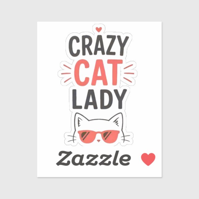 Crazy Cat Lady Funny Cute Cat Lover Design  Sticker (Sheet)